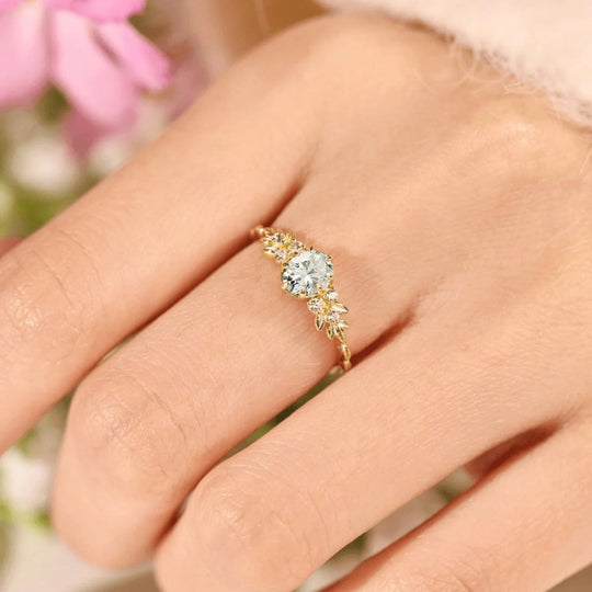 Eleganter Baumblatt Ring vergoldet