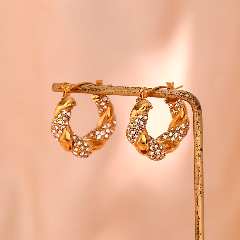 Spiralförmige vergoldete Vintage-Ohrringe