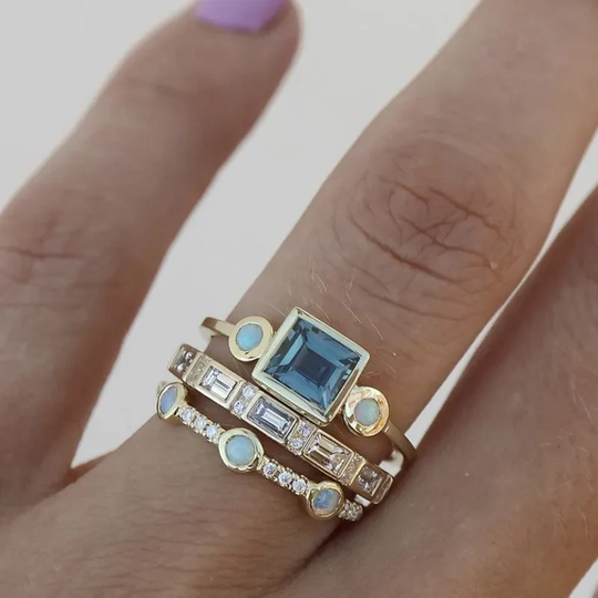 Yasmine - Vintage Blau Kristall Ring Set