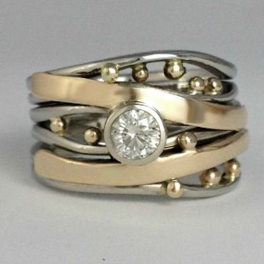 Deborah - Vintage Gold eingelegter Zirkonia Ring