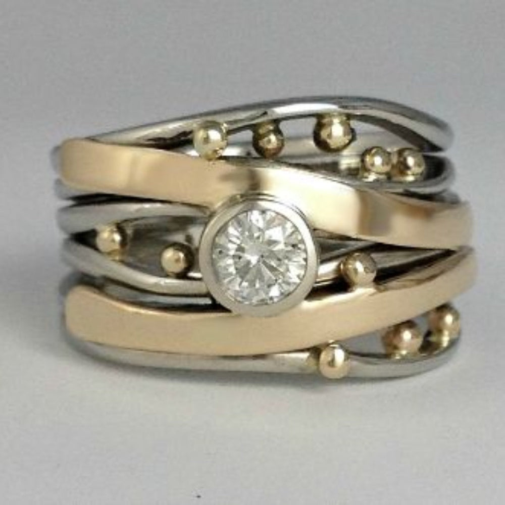 Deborah - Vintage Gold Einlege-Zirkonia Ring