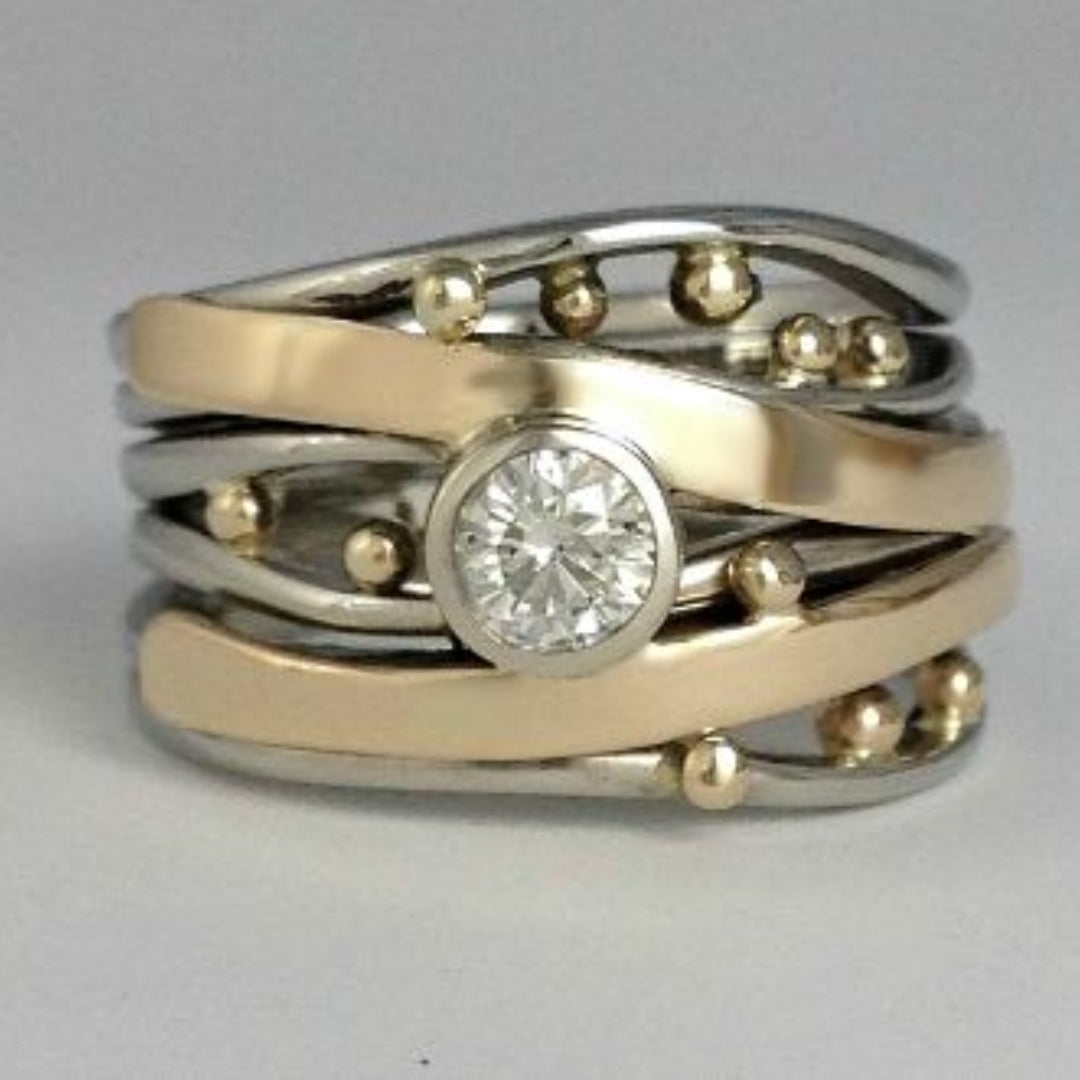 Deborah - Vintage Gold eingelegter Zirkonia Ring