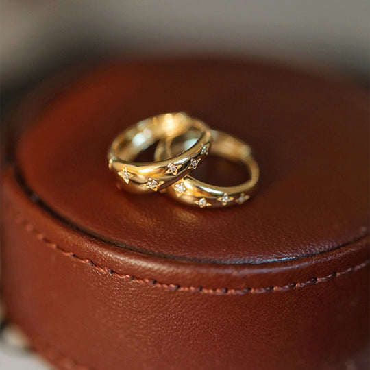 Luxuriöse silberne und vergoldete Ohrringe