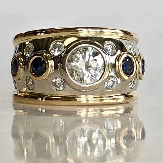 Esmay - Vintage Goldverziertes Zirkonia-Ring